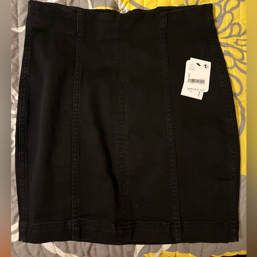 Free People black denim skirt